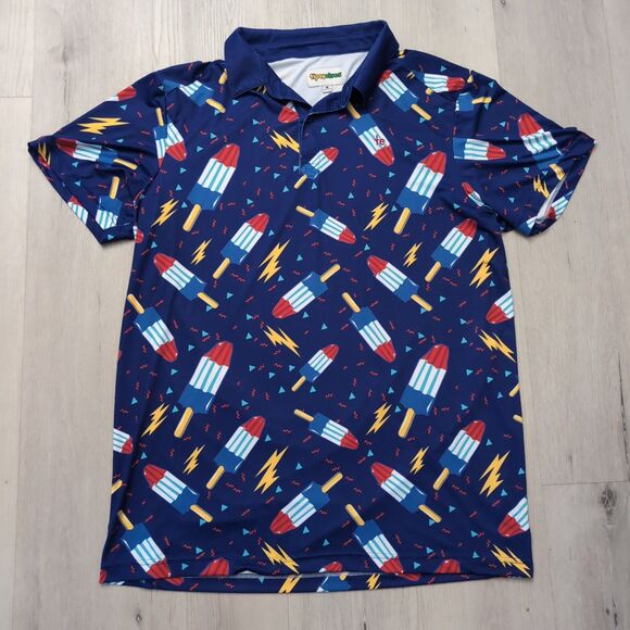 Tipsy Elves Other - Tipsy Elves Polo Mens Large Grand Finale Patriotic Shirt Popsicle AOP Print